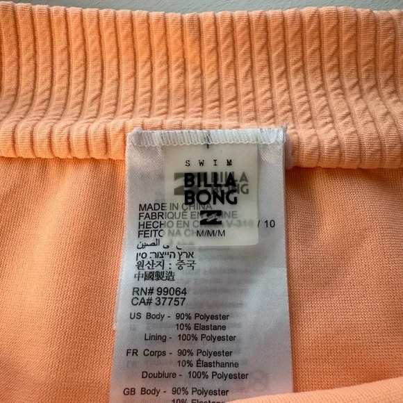 Billabong Peach Ribbed Swimwear - Picture 2 of 10